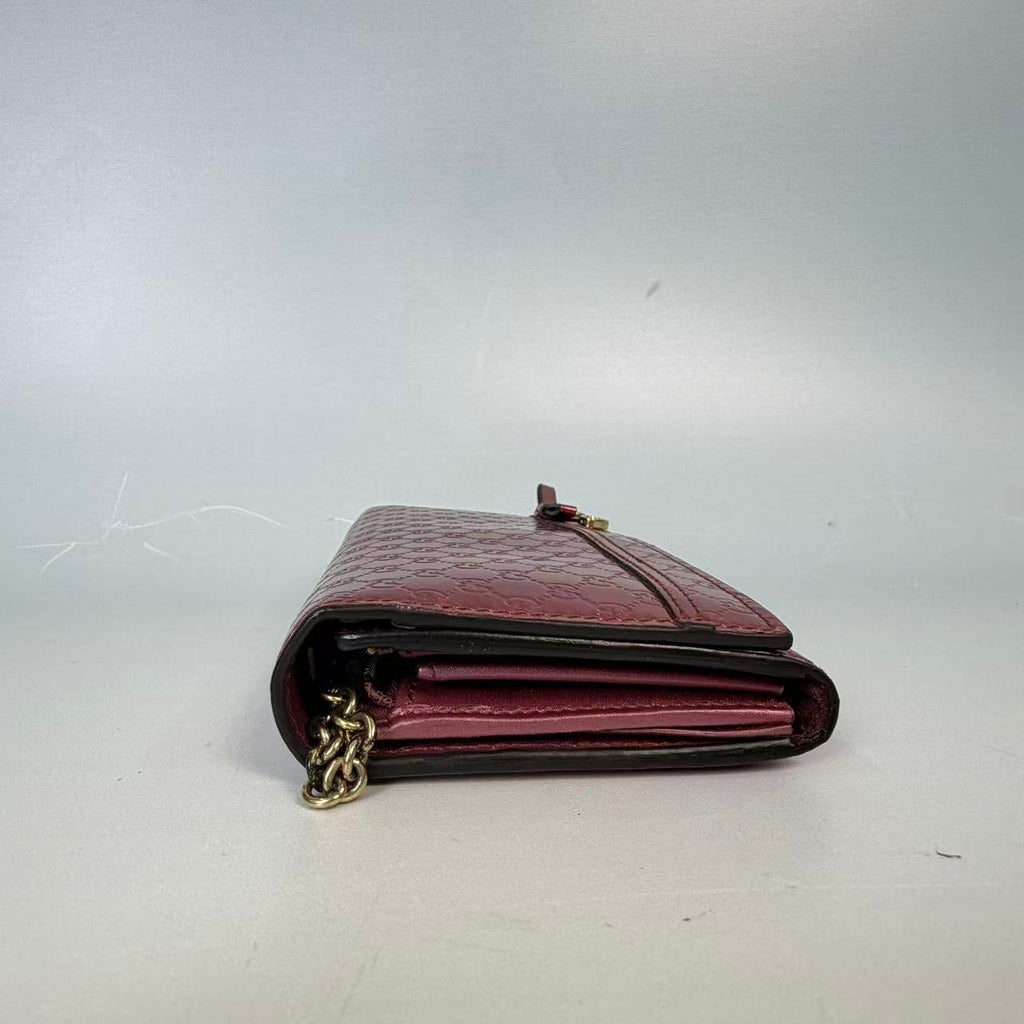 Gucci Metallic Pink Microguccissima Patent Leather Heart Flap Wallet