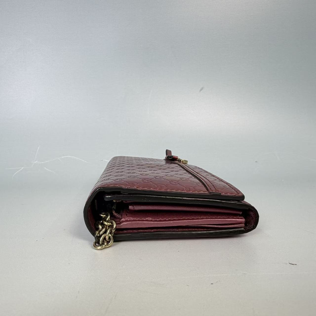 Gucci Metallic Pink Microguccissima Patent Leather Heart Flap Wallet