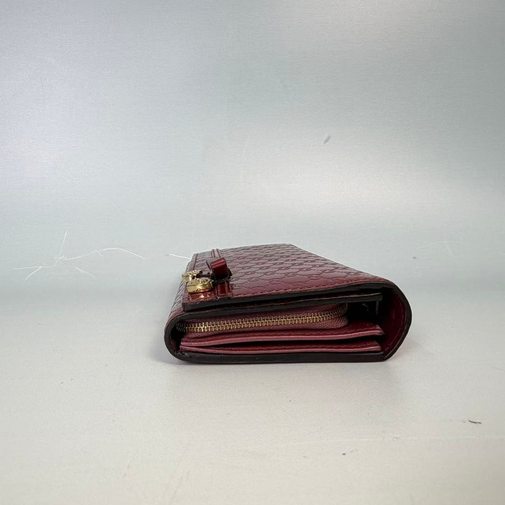 Gucci Metallic Pink Microguccissima Patent Leather Heart Flap Wallet