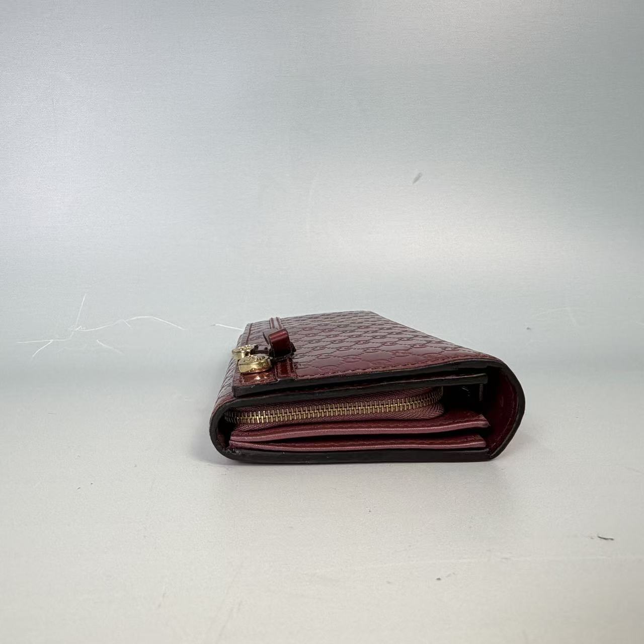 Gucci Metallic Pink Microguccissima Patent Leather Heart Flap Wallet