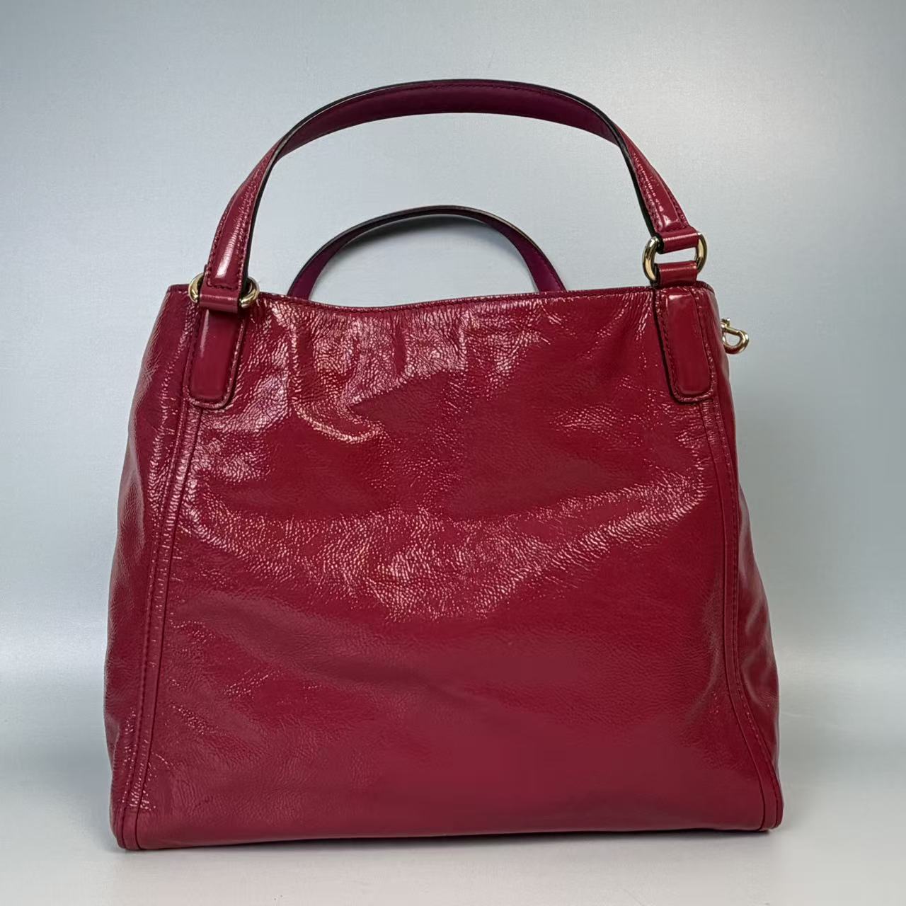 Gucci Soho Interlocking G Patent Leather Satchel with Tassel