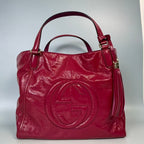 Gucci Soho Interlocking G Patent Leather Satchel with Tassel