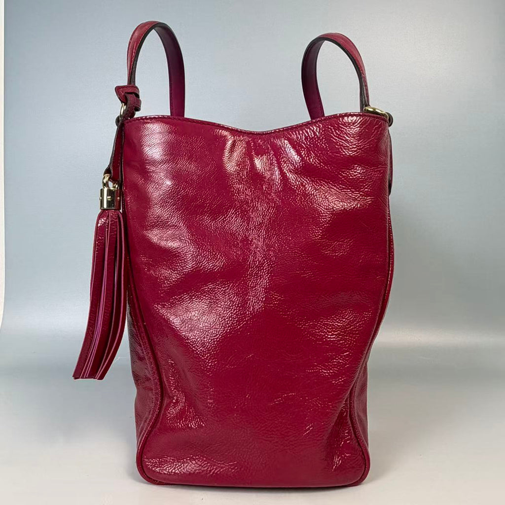 Gucci Soho Interlocking G Patent Leather Satchel with Tassel