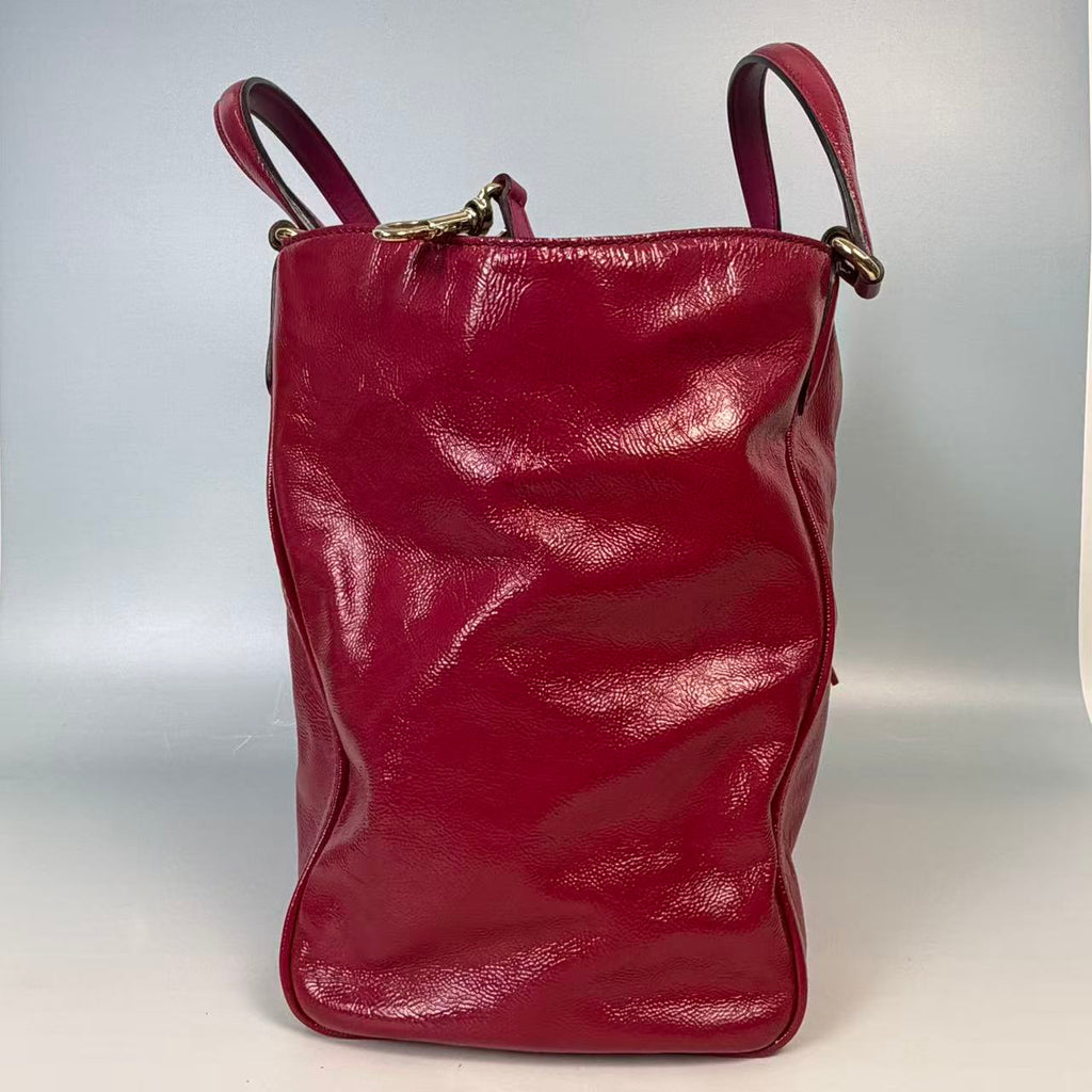 Gucci Soho Interlocking G Patent Leather Satchel with Tassel
