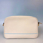 Prada Chalk White Soft Calfskin Leather Shoulder Bag with Screen-Printed Logo