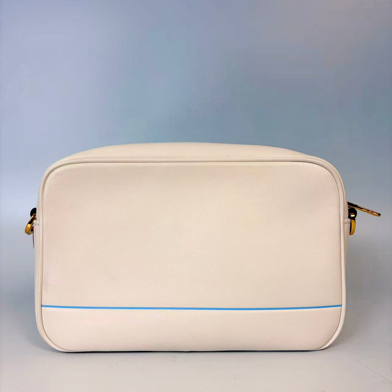 Prada Chalk White Soft Calfskin Leather Shoulder Bag with Screen-Printed Logo