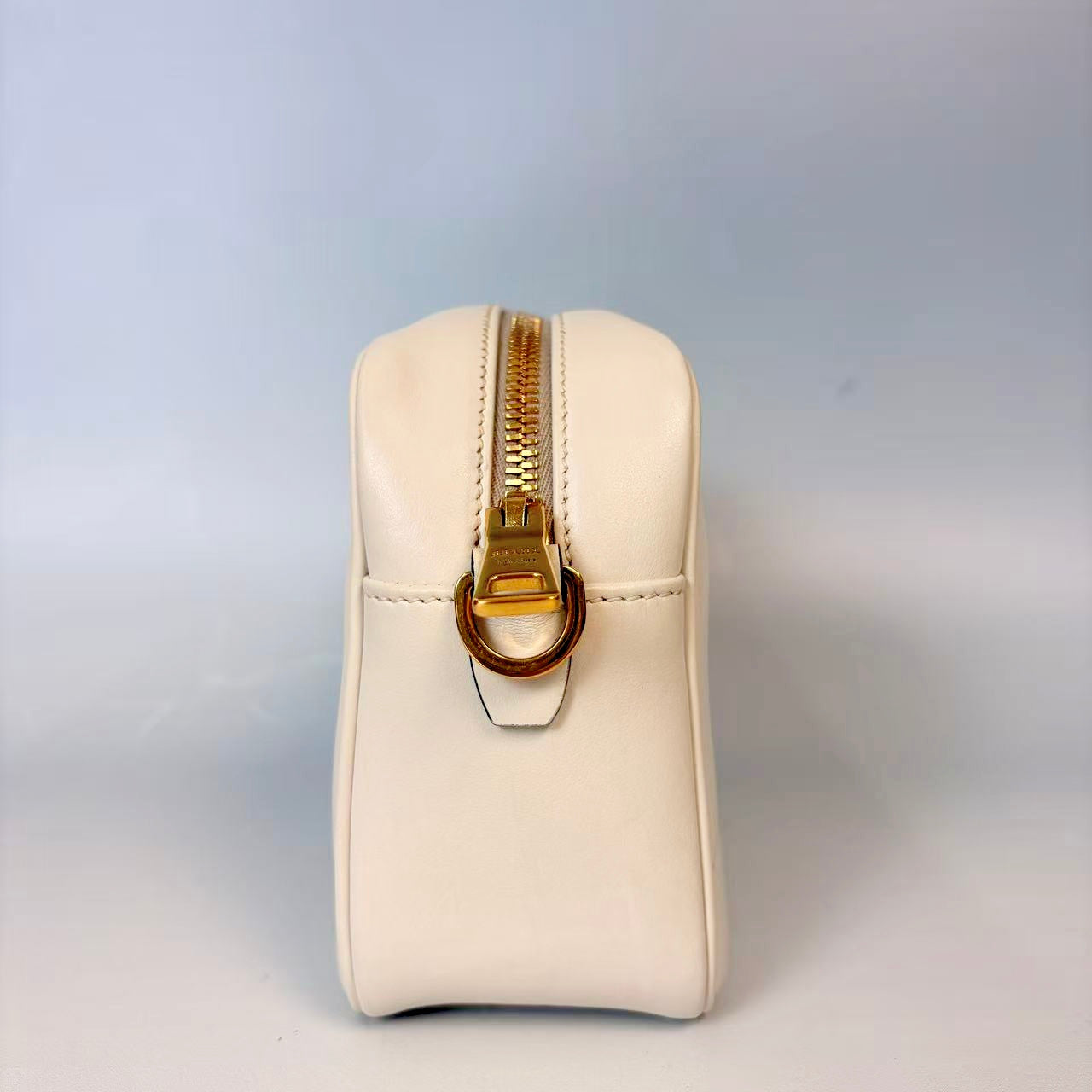 Prada Chalk White Soft Calfskin Leather Shoulder Bag with Screen-Printed Logo