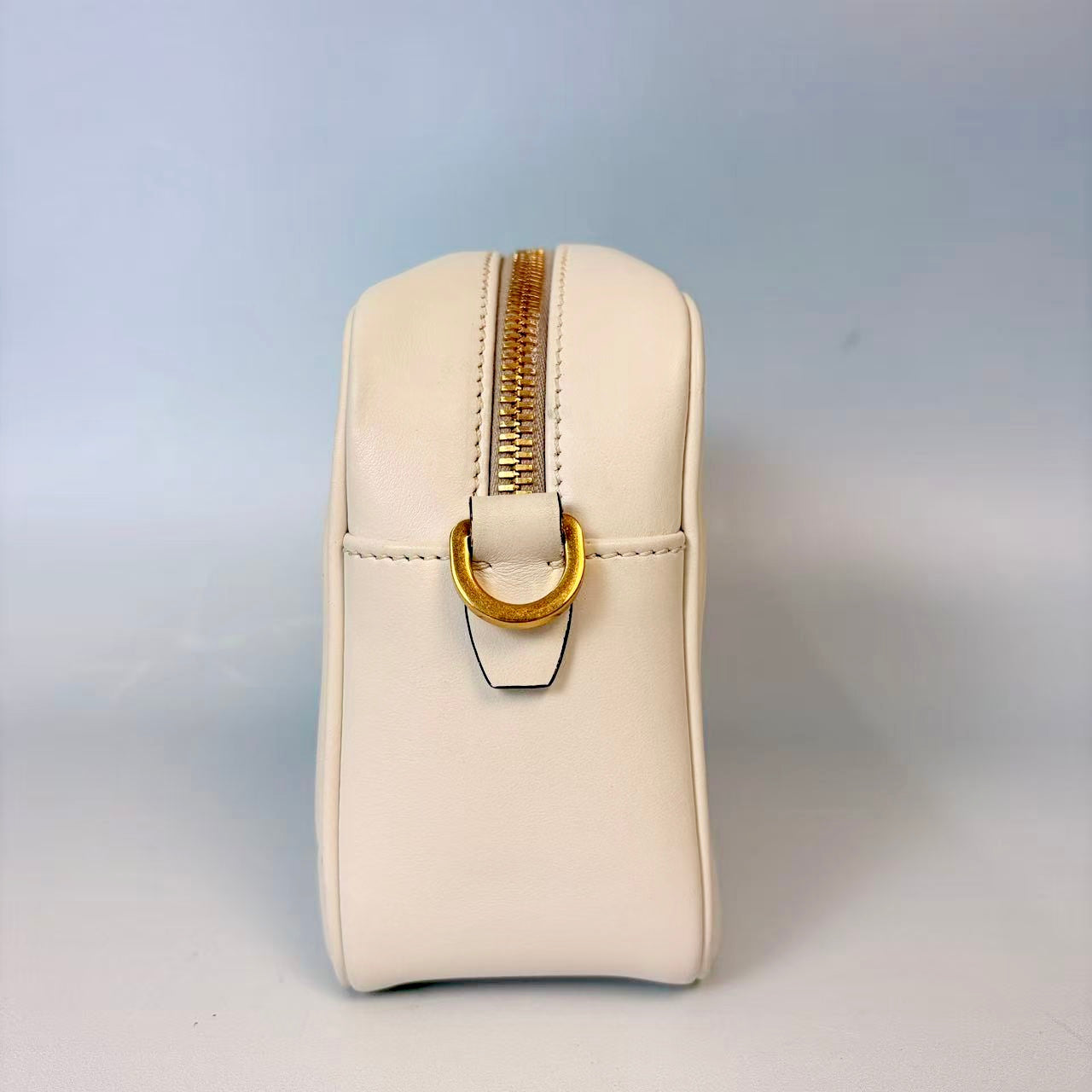 Prada Chalk White Soft Calfskin Leather Shoulder Bag with Screen-Printed Logo