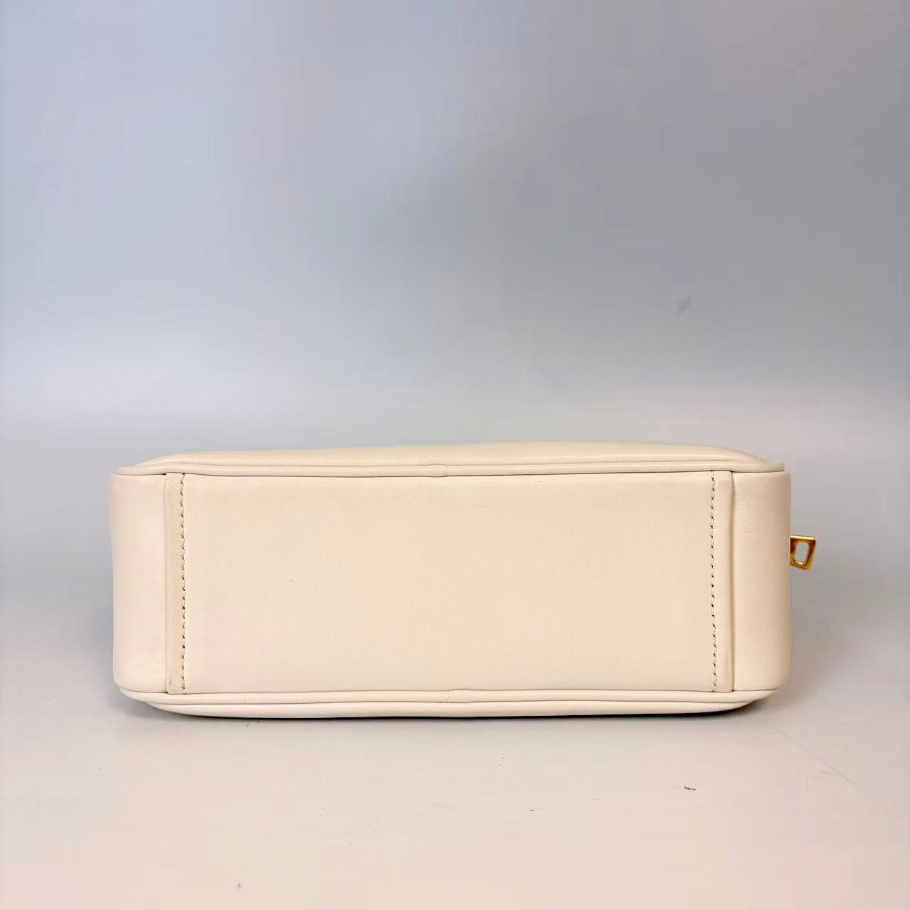 Prada Chalk White Soft Calfskin Leather Shoulder Bag with Screen-Printed Logo