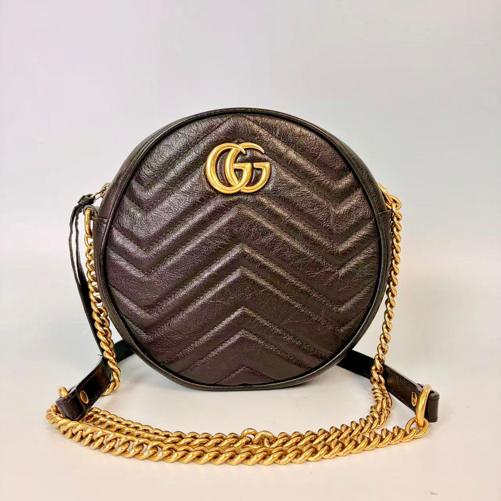 Gucci GG Marmont Matelassé Round Crossbody Bag
