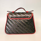 Gucci Black and Red Matelassé Leather GG Marmont Mini/Small Satchel