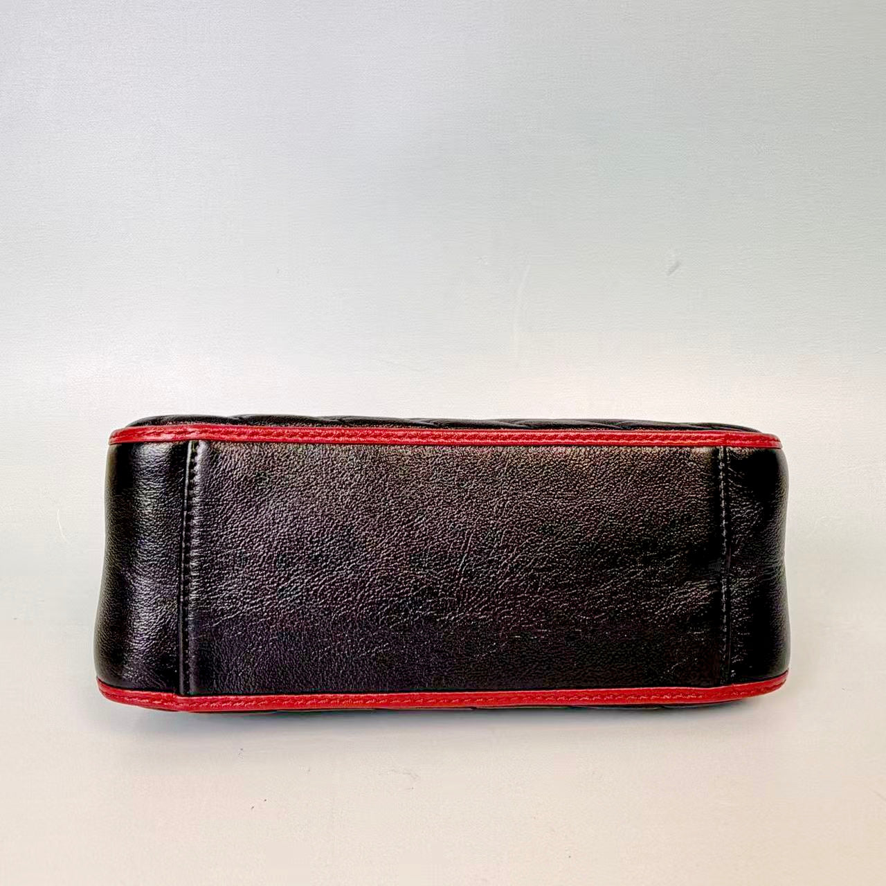 Gucci Black and Red Matelassé Leather GG Marmont Mini/Small Satchel