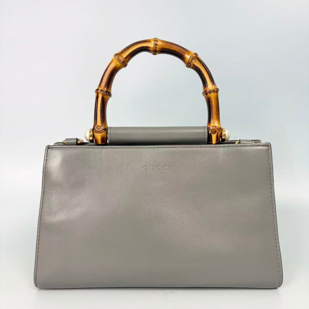 Gucci Nymphaea Leather Bamboo Top Handle Bag