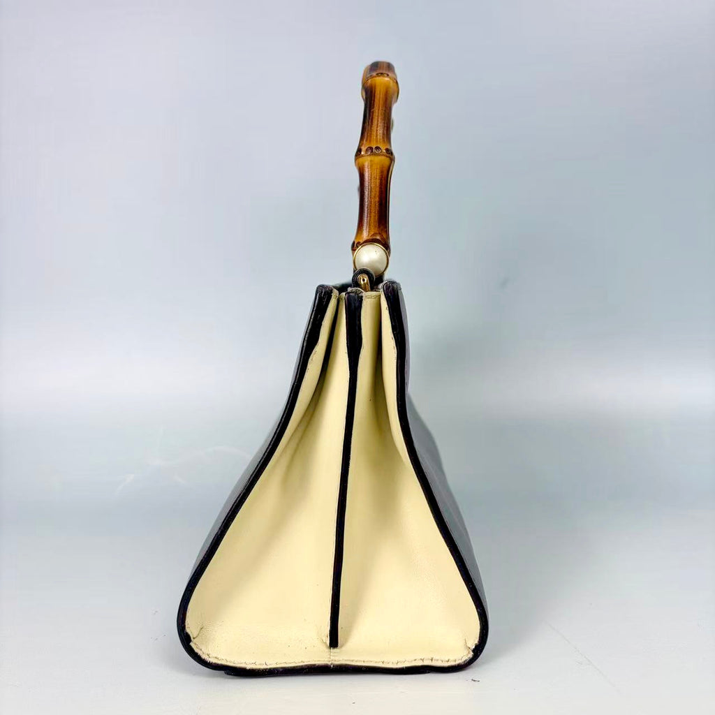 Gucci Nymphaea Leather Bamboo Top Handle Bag