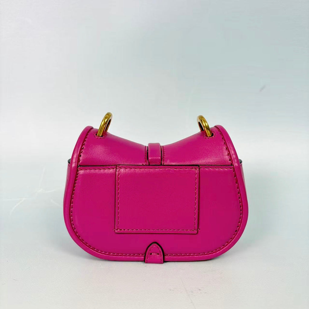 Fendi Nano Fendigraphy Fuchsia Pink Smooth Leather Nano Bag with Gold Hardware Crossbody Bag