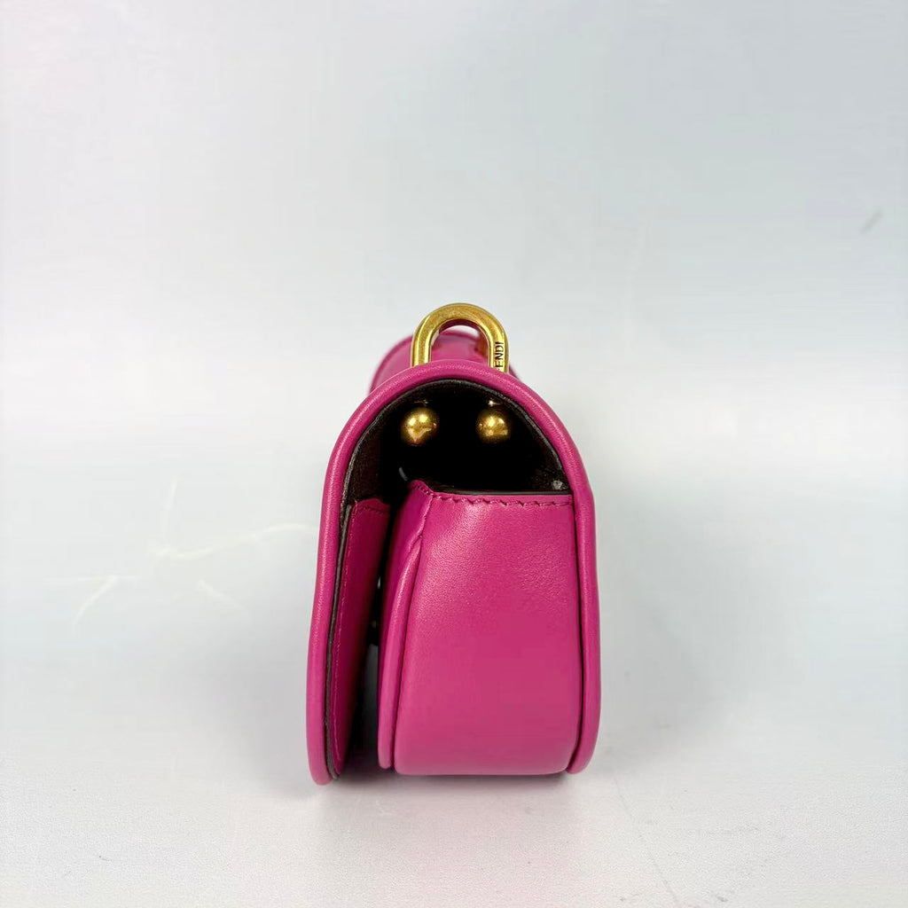 Fendi Nano Fendigraphy Fuchsia Pink Smooth Leather Nano Bag with Gold Hardware Crossbody Bag