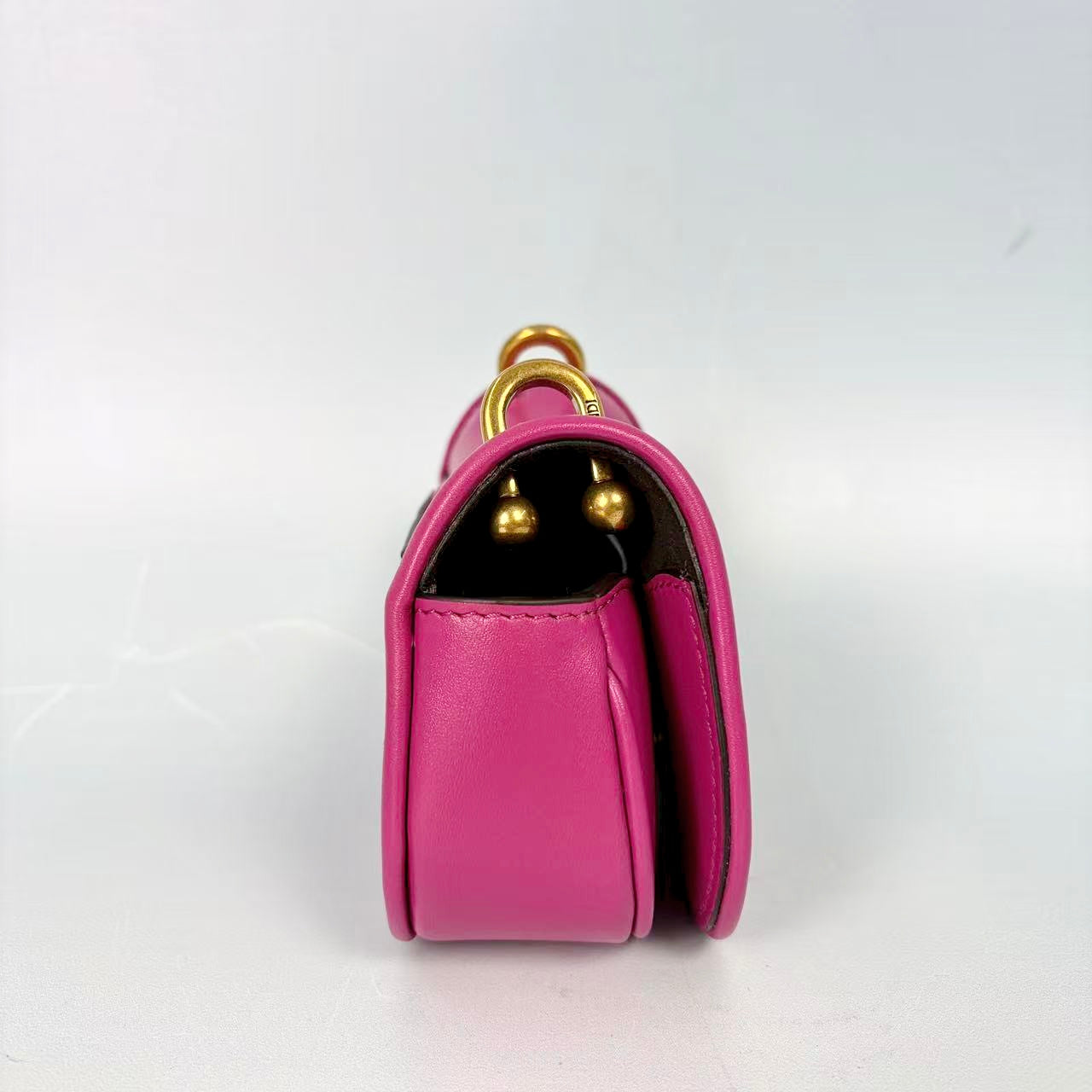 Fendi Nano Fendigraphy Fuchsia Pink Smooth Leather Nano Bag with Gold Hardware Crossbody Bag