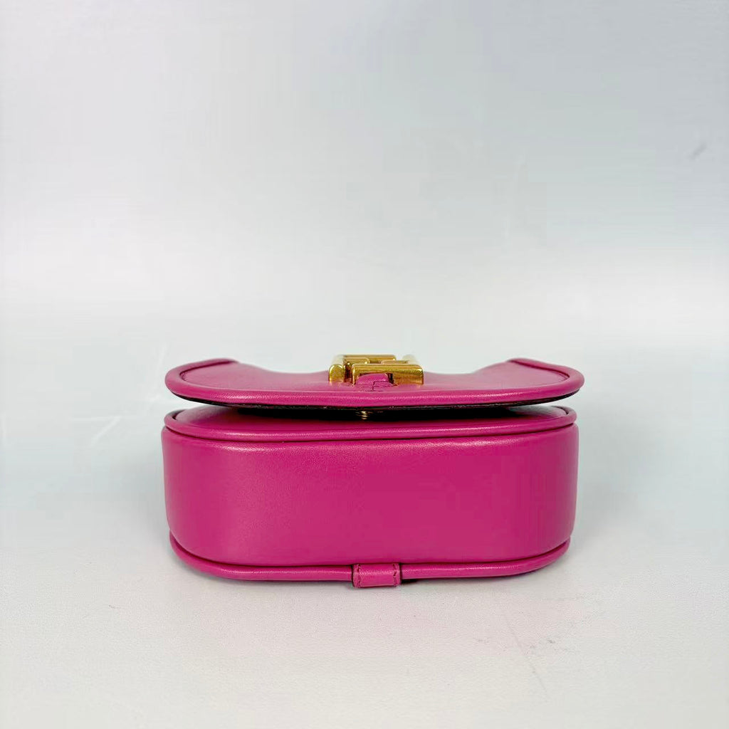 Fendi Nano Fendigraphy Fuchsia Pink Smooth Leather Nano Bag with Gold Hardware Crossbody Bag