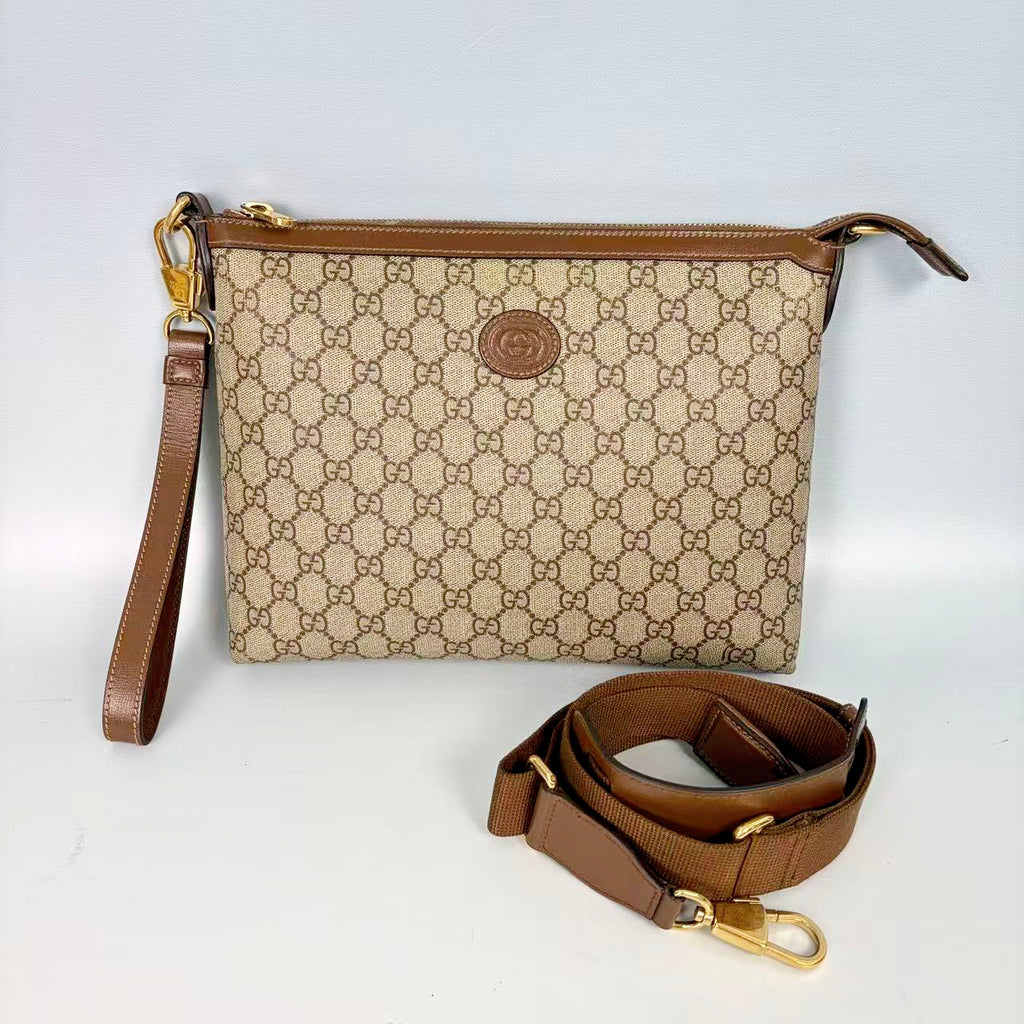 Gucci Vintage Web GG Supreme Toiletry Pouch Crossbody Bag