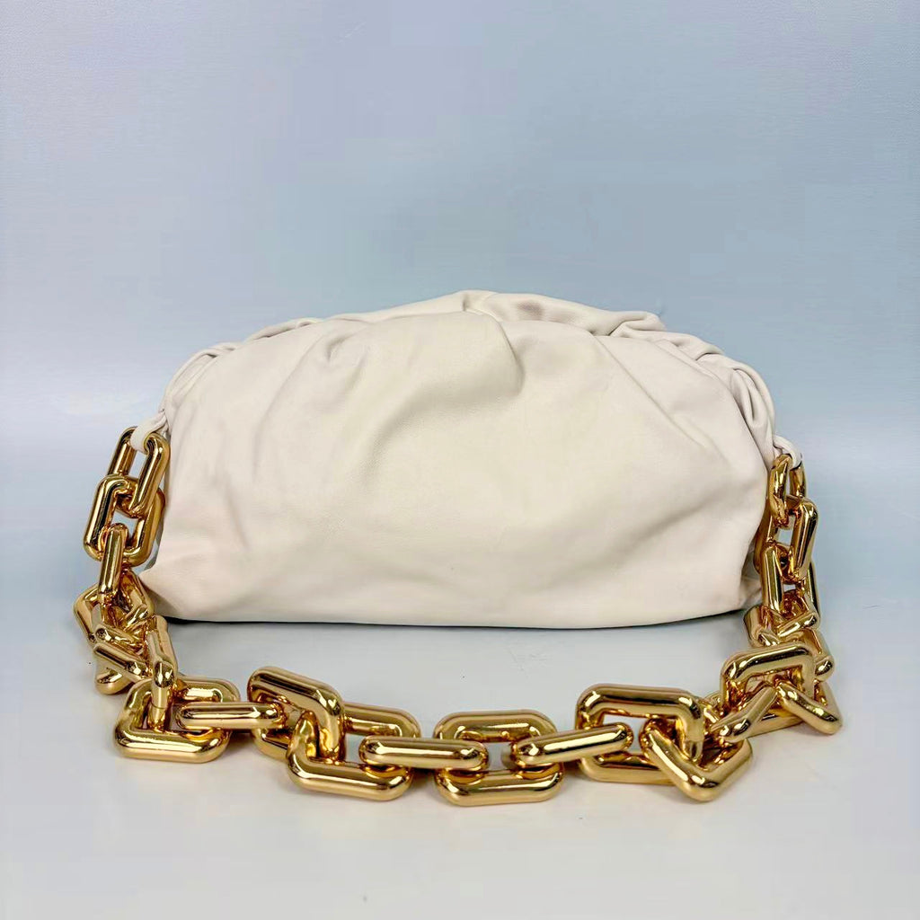 Bottega Veneta Chalk White The Chain Pouch with Gold Hardware