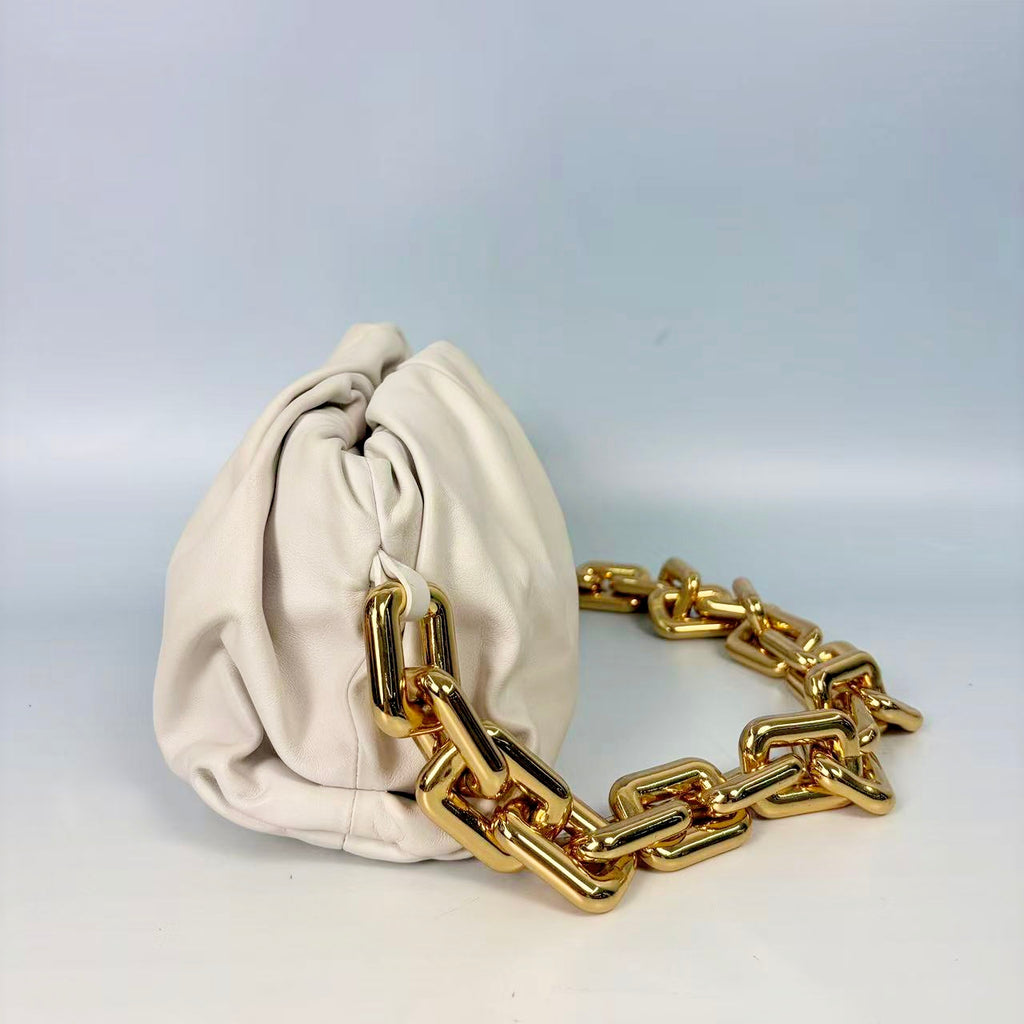 Bottega Veneta Chalk White The Chain Pouch with Gold Hardware