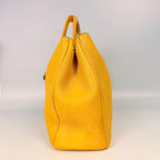 Christian Dior Medium Yellow Grained Leather Diorissimo Bag with Silver Hardware