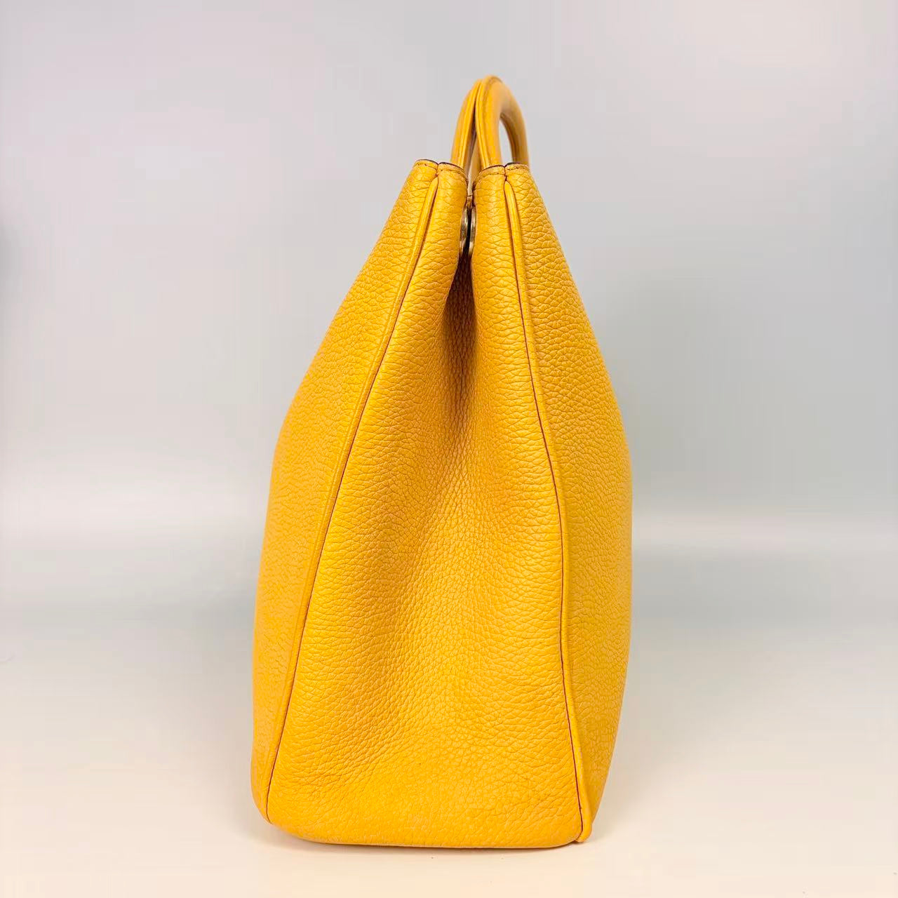Christian Dior Medium Yellow Grained Leather Diorissimo Bag with Silver Hardware