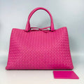 Bottega Veneta Shocking Pink Intrecciato Roma Tote with Matching Mirror