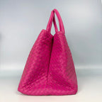Bottega Veneta Shocking Pink Intrecciato Roma Tote with Matching Mirror
