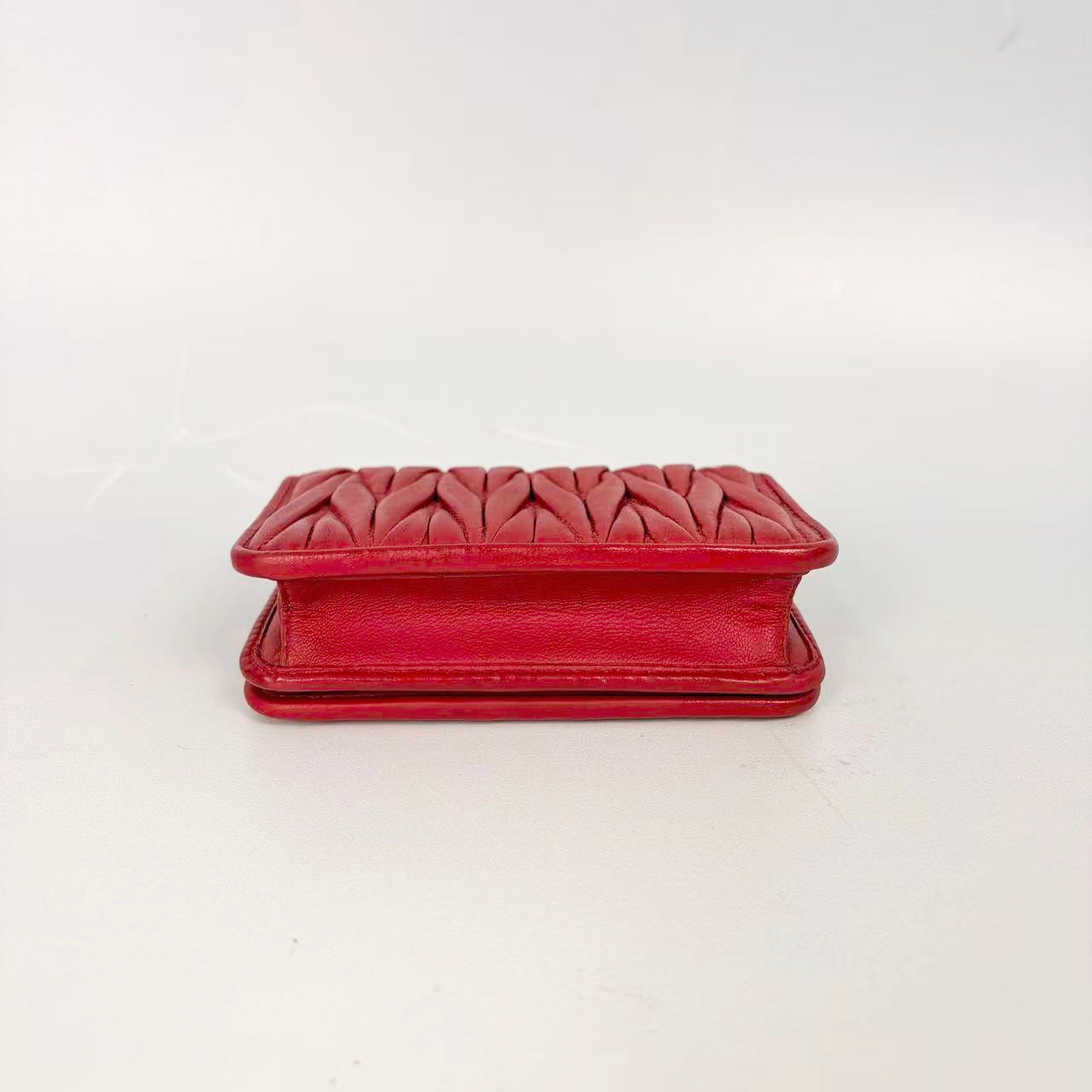 Miu Miu Matelassé Leather Crystal Chain Wallet