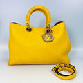 Christian Dior Medium Yellow Grained Leather Diorissimo Bag with Silver Hardware