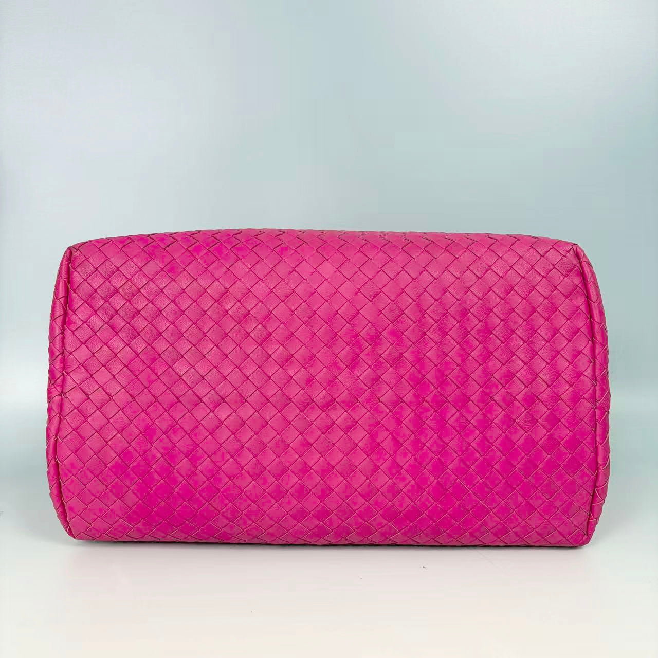 Bottega Veneta Shocking Pink Intrecciato Roma Tote with Matching Mirror