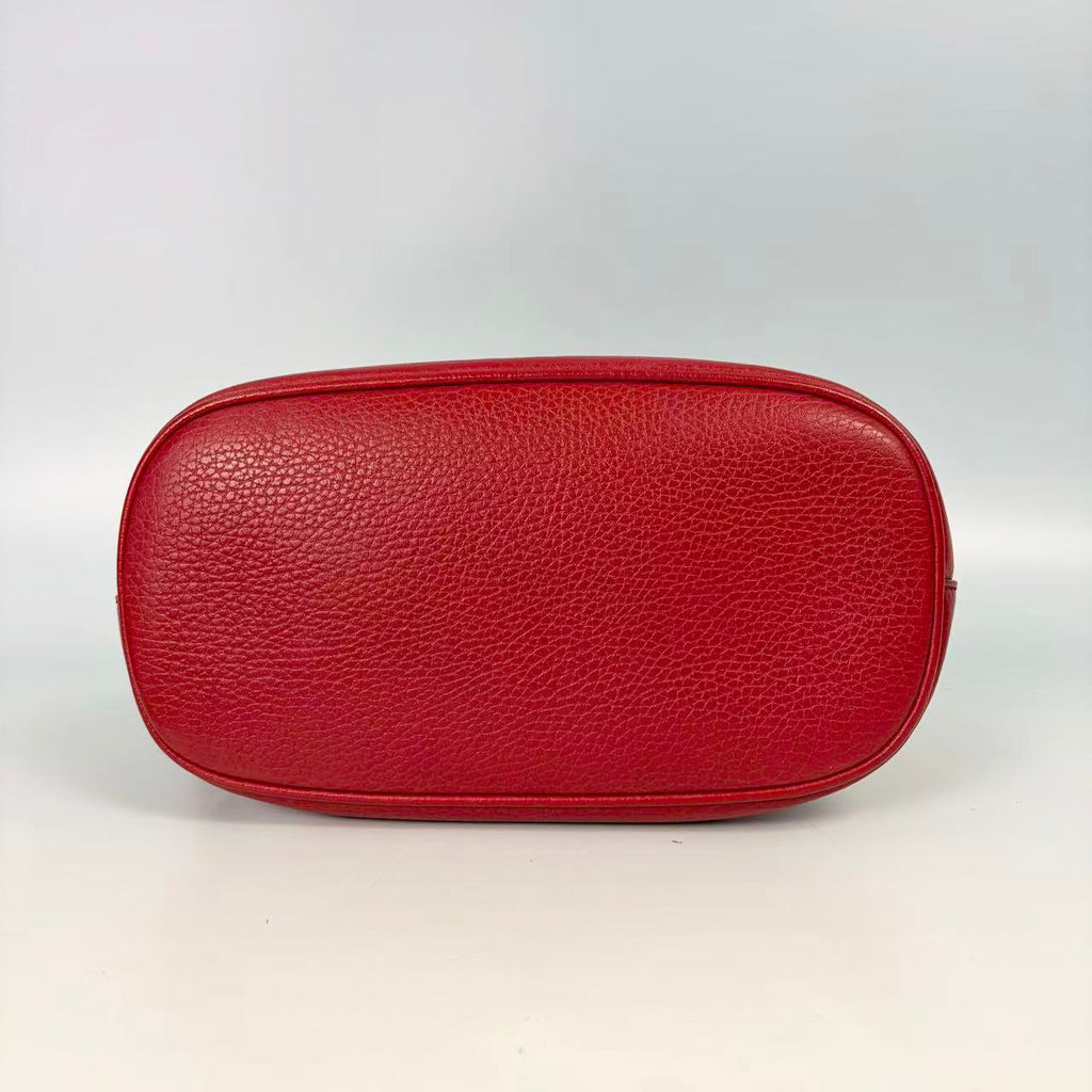 Gucci Cherry Red Soho Microguccissima Dome Shoulder Bag