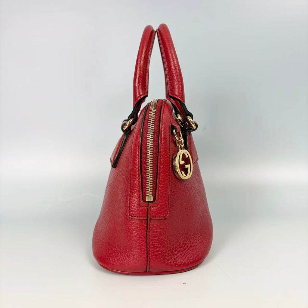 Gucci Cherry Red Soho Microguccissima Dome Shoulder Bag