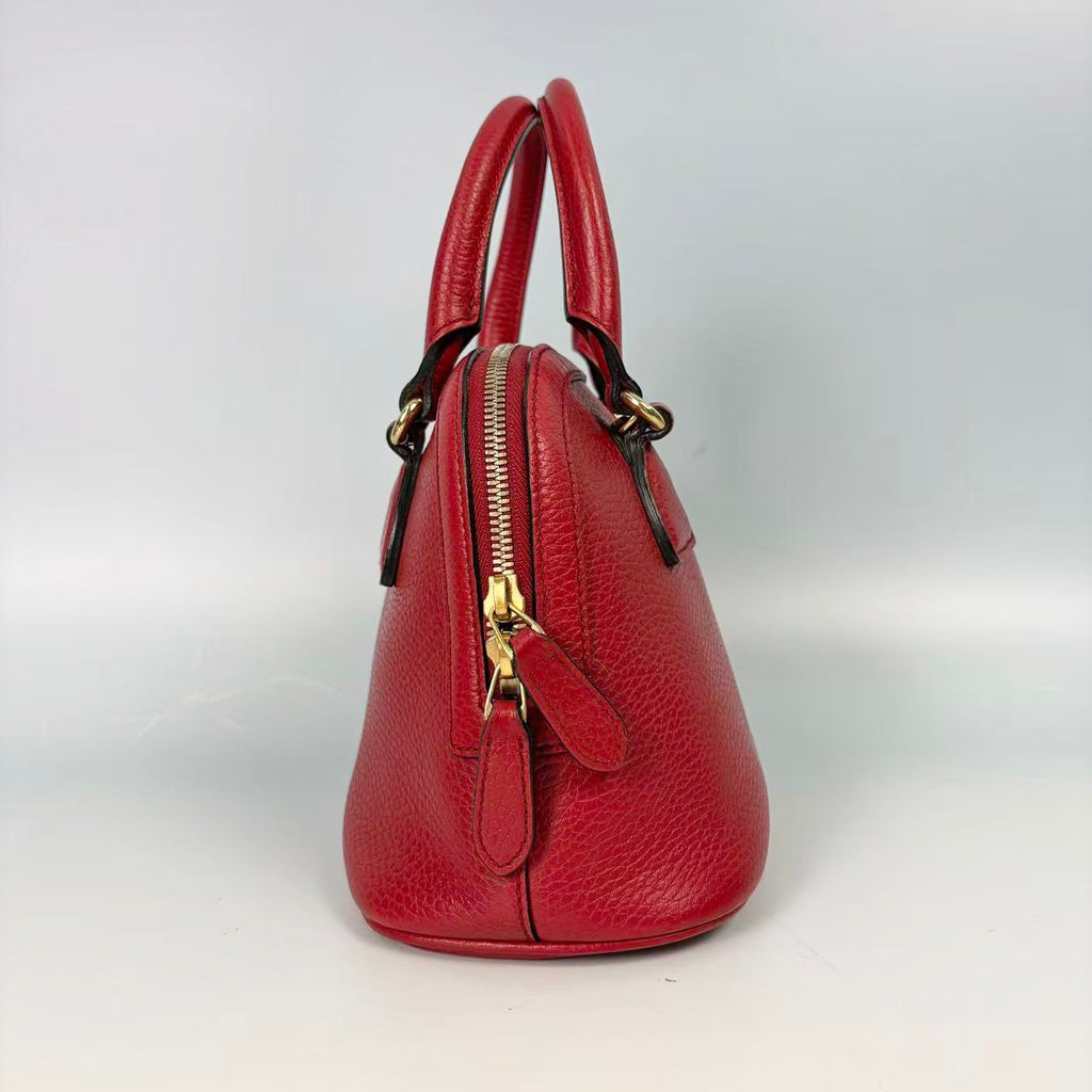 Gucci Cherry Red Soho Microguccissima Dome Shoulder Bag