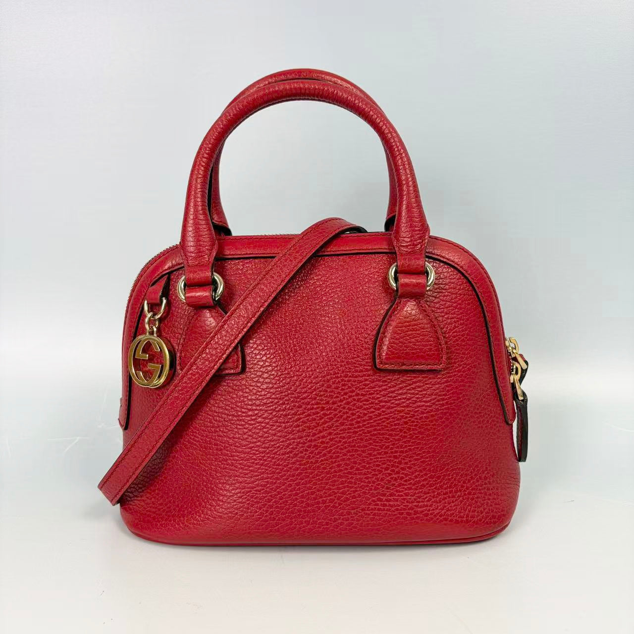 Gucci Cherry Red Soho Microguccissima Dome Shoulder Bag