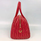 Miu Miu Cherry Red Matelassé Leather Top Handle Bag