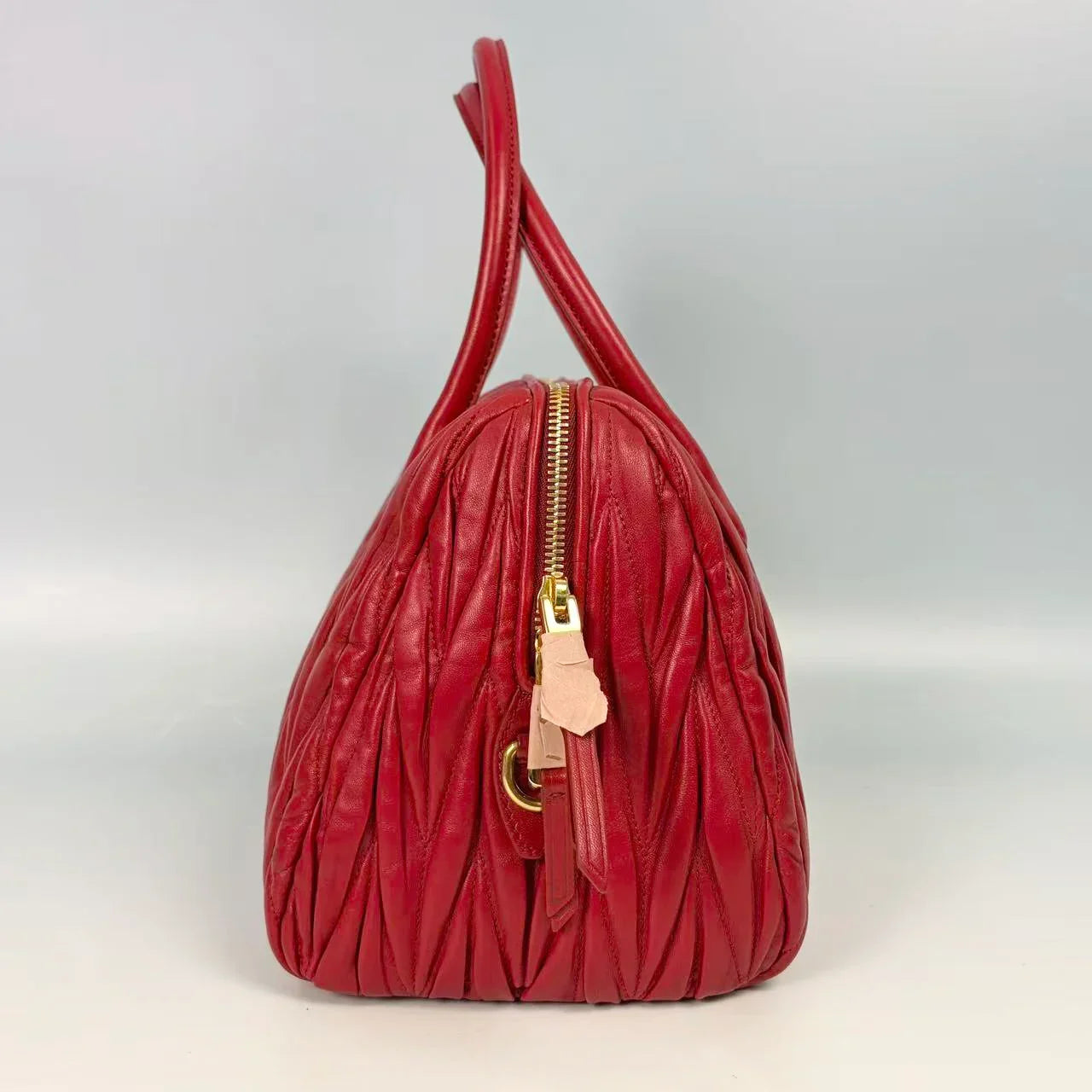 Miu Miu Cherry Red Matelassé Leather Top Handle Bag
