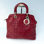 Christian Dior Burgundy Cannage Lambskin Granville Bag with Silver Hardware