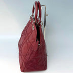 Christian Dior Burgundy Cannage Lambskin Granville Bag with Silver Hardware