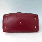 Christian Dior Burgundy Cannage Lambskin Granville Bag with Silver Hardware