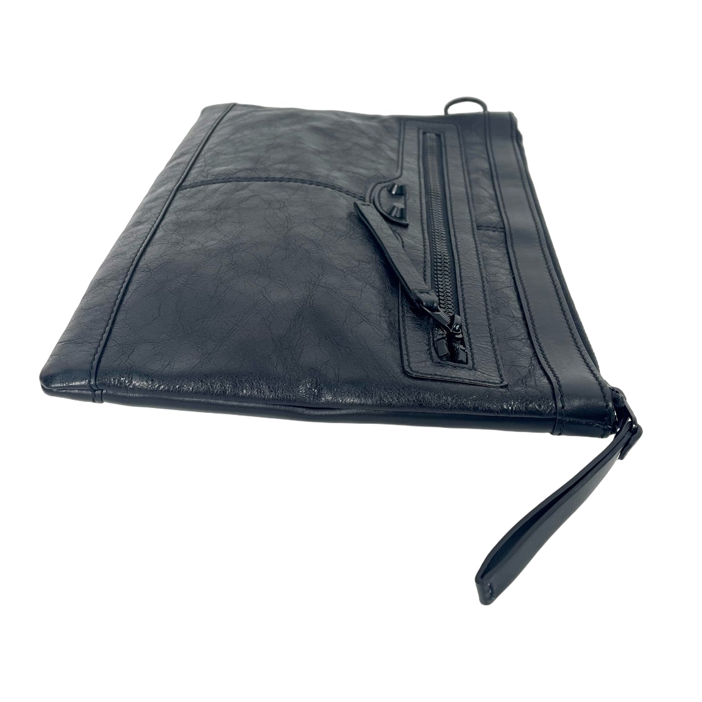 Balenciaga Classic Arena Leather Pouch Clutch Bag - Black