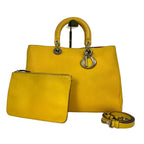 Christian Dior Diorissimo Grained Leather Tote Bag with Pouch - Yellow