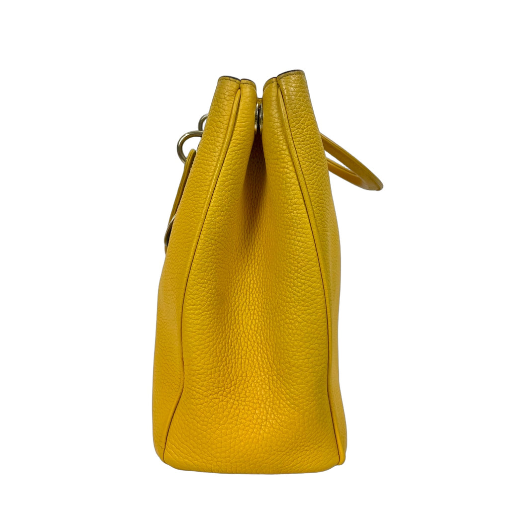 Christian Dior Diorissimo Grained Leather Tote Bag with Pouch - Yellow