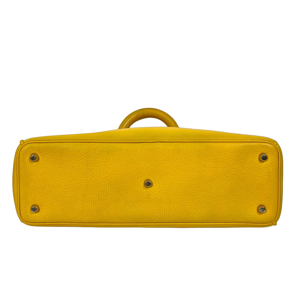 Christian Dior Diorissimo Grained Leather Tote Bag with Pouch - Yellow