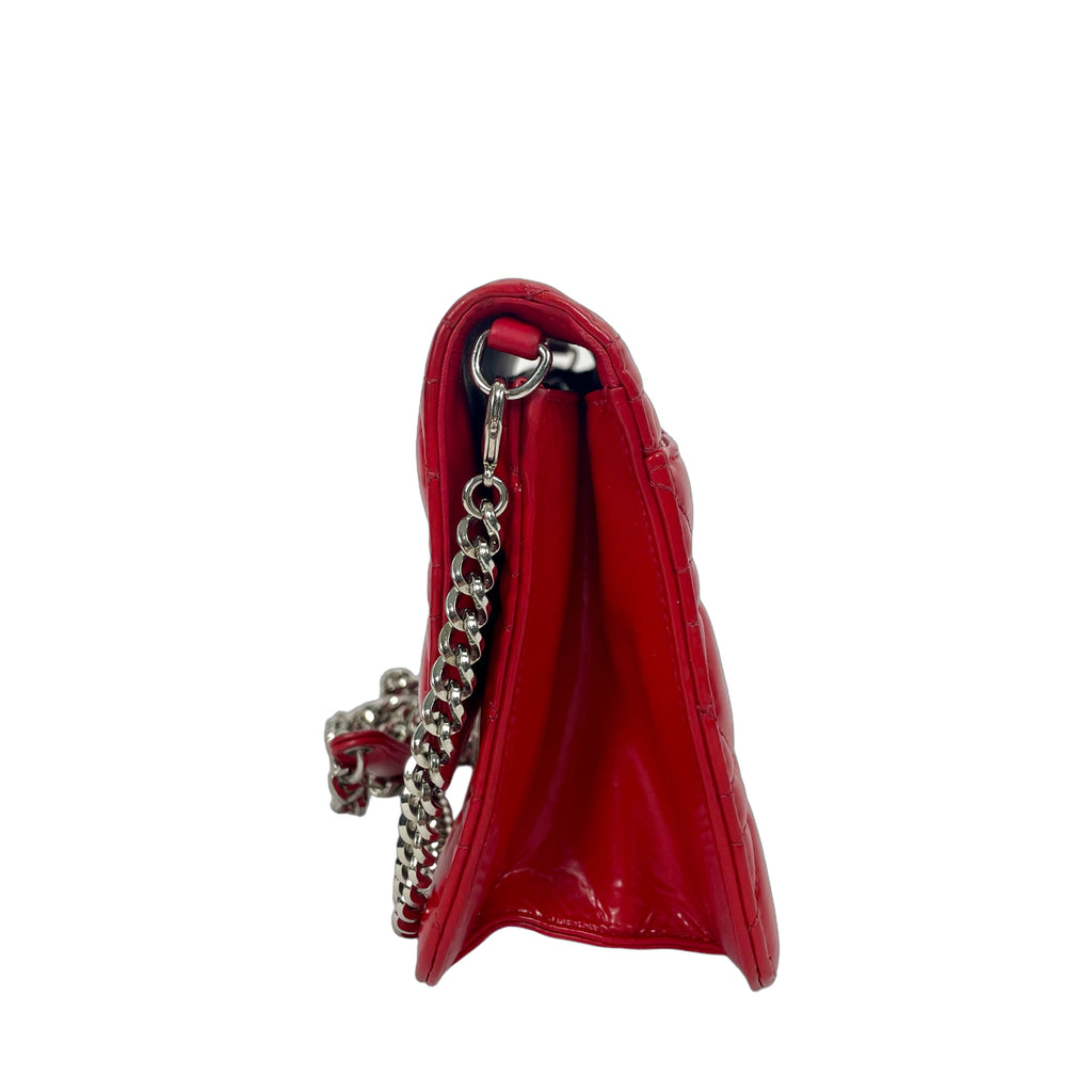 Christian Dior Miss Dior Cannage Patent Leather Flap Bag - Red