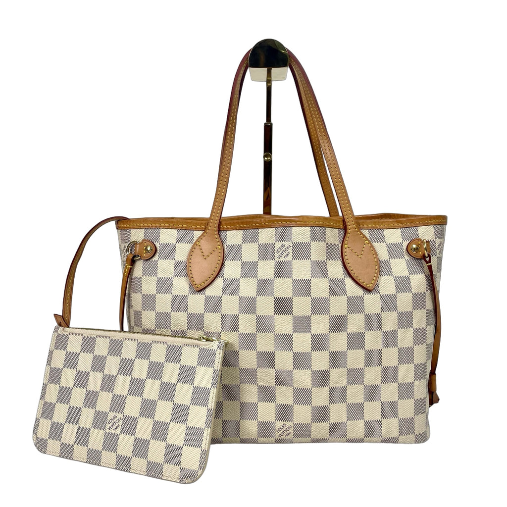 Louis Vuitton Neverfull MM Damier Azur Tote Bag with Pouch