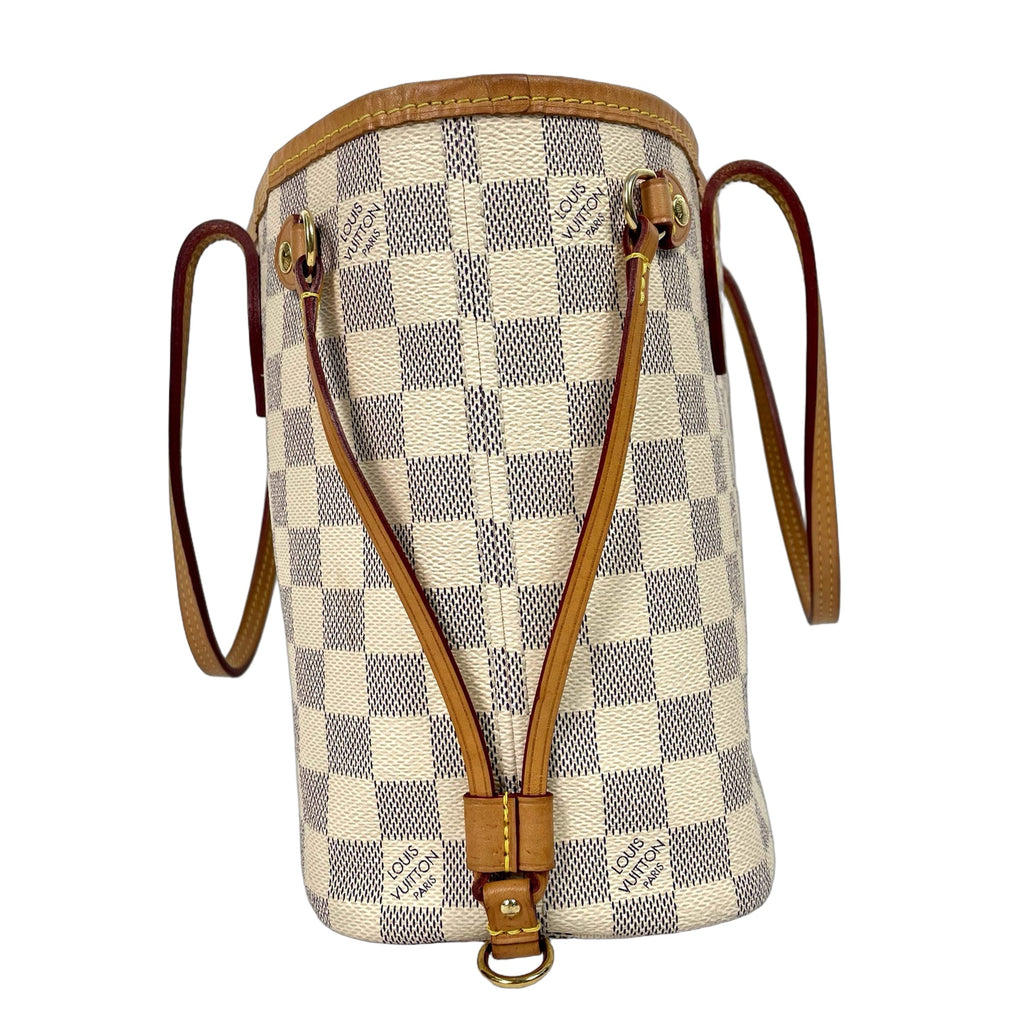 Louis Vuitton Neverfull MM Damier Azur Tote Bag with Pouch