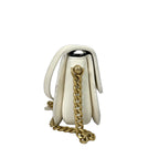 Chanel Vintage Caviar Leather Quilted Half Moon Flap Bag - White