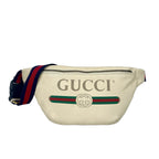 Gucci Vintage Logo Print Leather Belt Bag - White